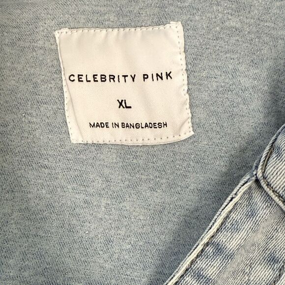 Celebrity Pink Denim Overalls Skirtall Dress Light Wash Juniors Plus women XL - Picture 4 of 14